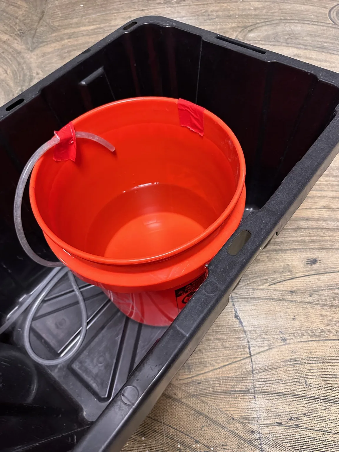 Condensate collection/drainage arrangement documented during mitigation.