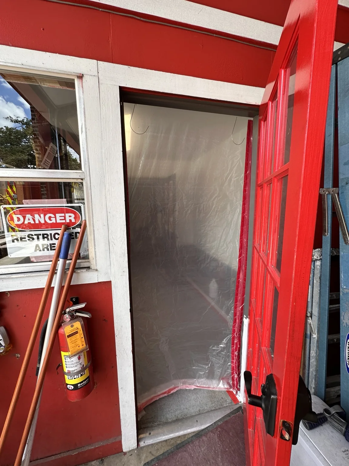 Controlled work-area entry at fire station
